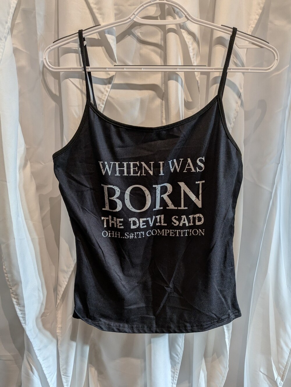 E3 Y2K Vintage Style Graphic Camisole Tank Top - "When I Was Born..." Black Cami